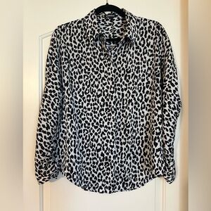 Express Black and White Leopard Print Blouse